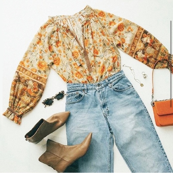 New! Sale 🔥 Boho Floral Print Tassels V Neck Long Sleeve Top - Picture 4 of 7